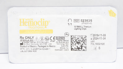 Teleflex 523835 Weck Hemoclip 10 Traditional Small Titanium Ligating Clips (x)
